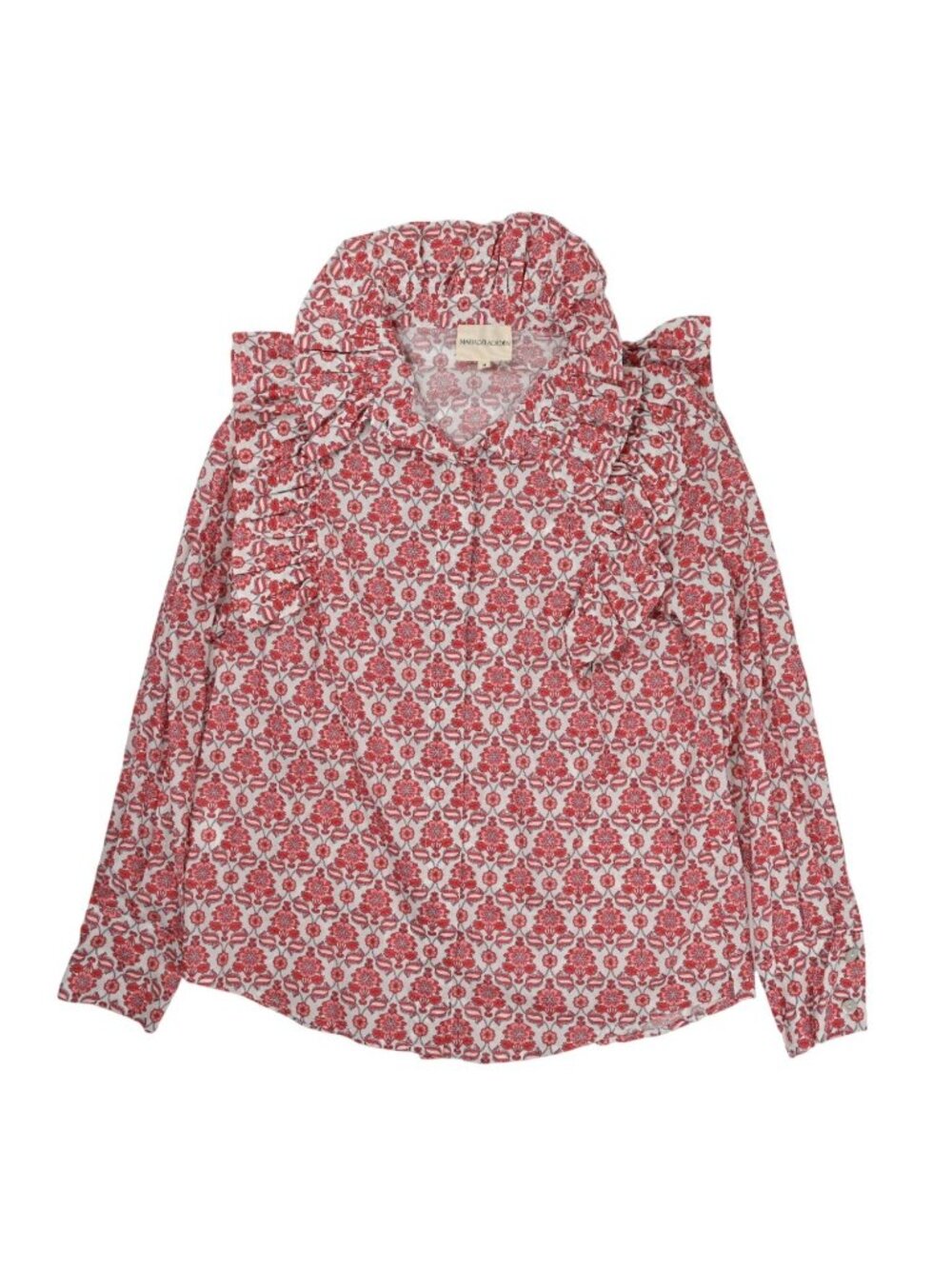 Maria de la Orden Ruffle Collar Shirt in Red Floral